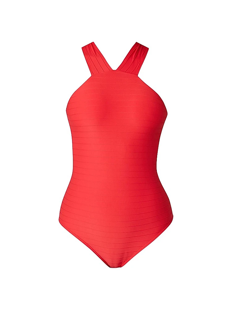 Textured Stripe One-Piece Swimsuit
