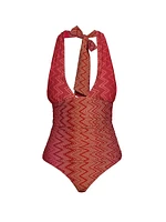 Chevron Halterneck One-Piece Swimsuit