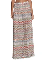 Sheer Striped Knit Wide-Leg Trousers