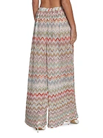 Sheer Striped Knit Wide-Leg Trousers