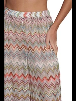 Sheer Striped Knit Wide-Leg Trousers