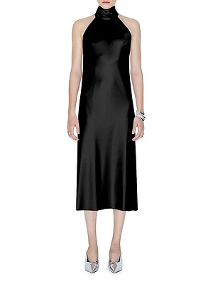 Sienna Satin Halter Midi-Dress