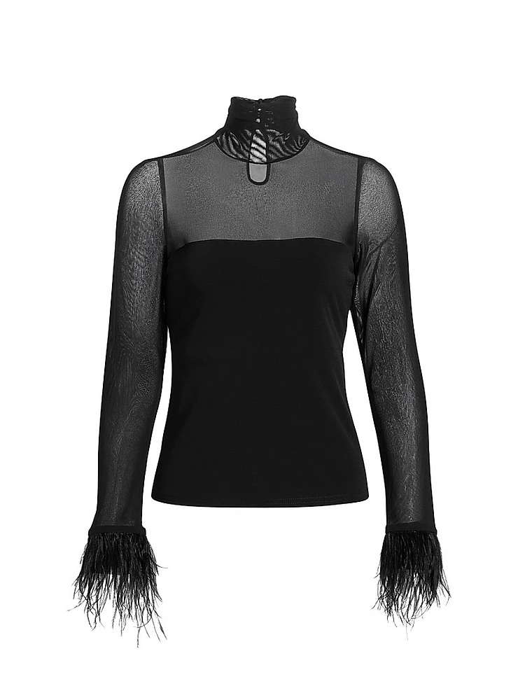 Shantel Feather-Trim Top