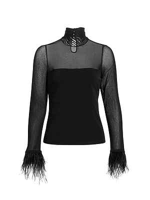 Shantel Feather-Trim Top
