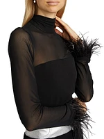 Shantel Feather-Trim Top