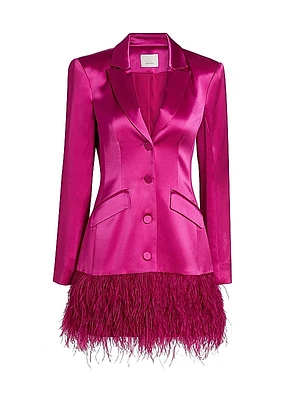 Joel Feather-Trim Satin Minidress
