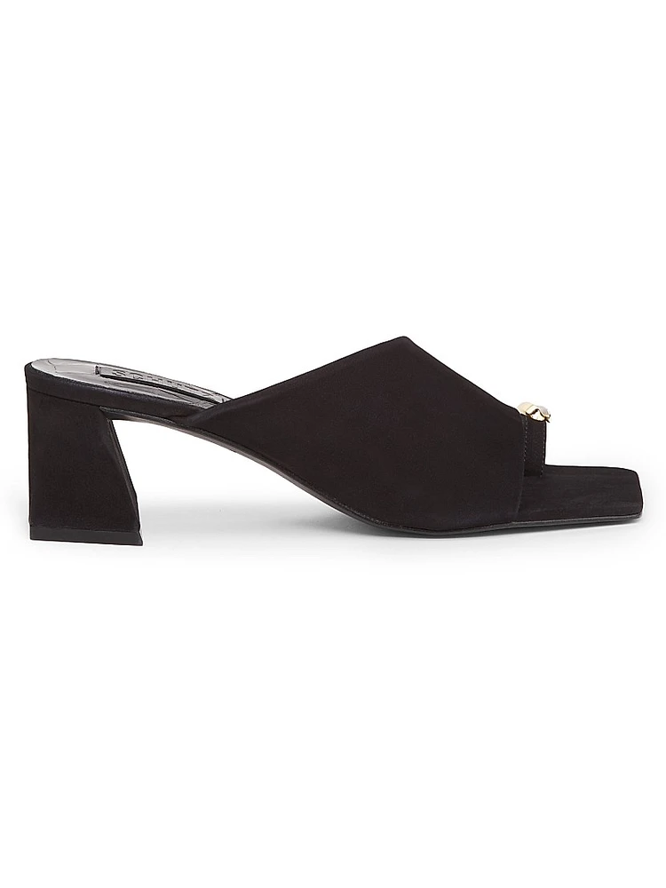 Jodie Embellished Suede Block-Heel Mules