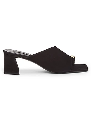 Jodie Embellished Suede Block-Heel Mules
