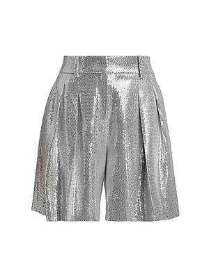 Sequined Pleated Shorts