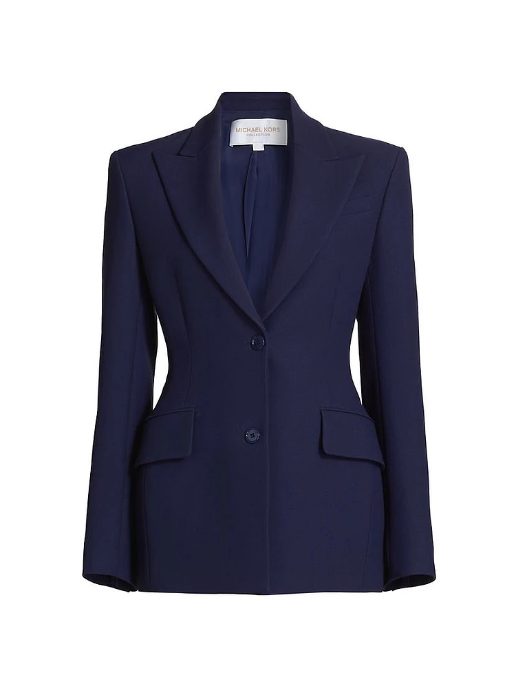 Sculpted Belted Two-Button Blazer