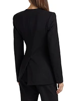 Anita U-Neck Stretch-Wool Double-Breasted Blazer