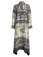 Camille Printed Silk Long-Sleeve Maxi-Dress