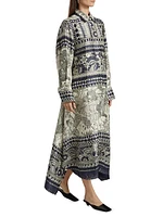 Camille Printed Silk Long-Sleeve Maxi-Dress