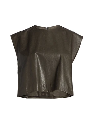 Milagros Leather SleevelessCropTop