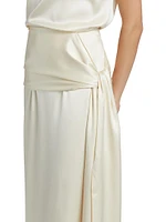 Mila Draped Silk Maxi Skirt
