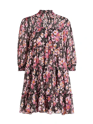 Olive Cosmo Flowers Minidress