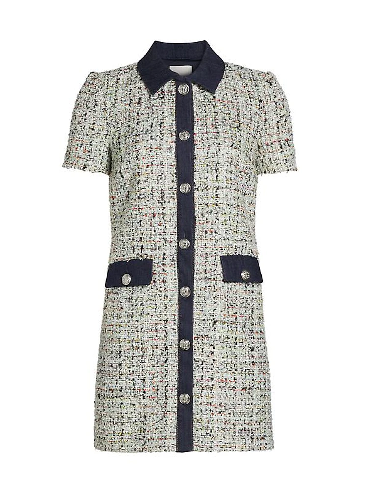 Anya Bouclé Button-Front Minidress