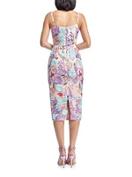 Blakely 3D Floral Sweetheart Body-Con Midi-Dress