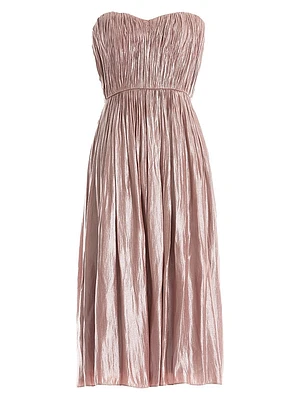 Tovah Satin Strapless Fit & Flare Midi-Dress
