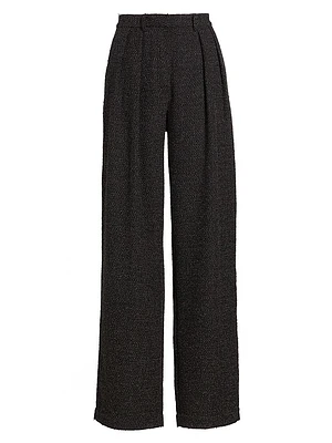 Eleanor Tweed High-Rise Straight-Leg Pants