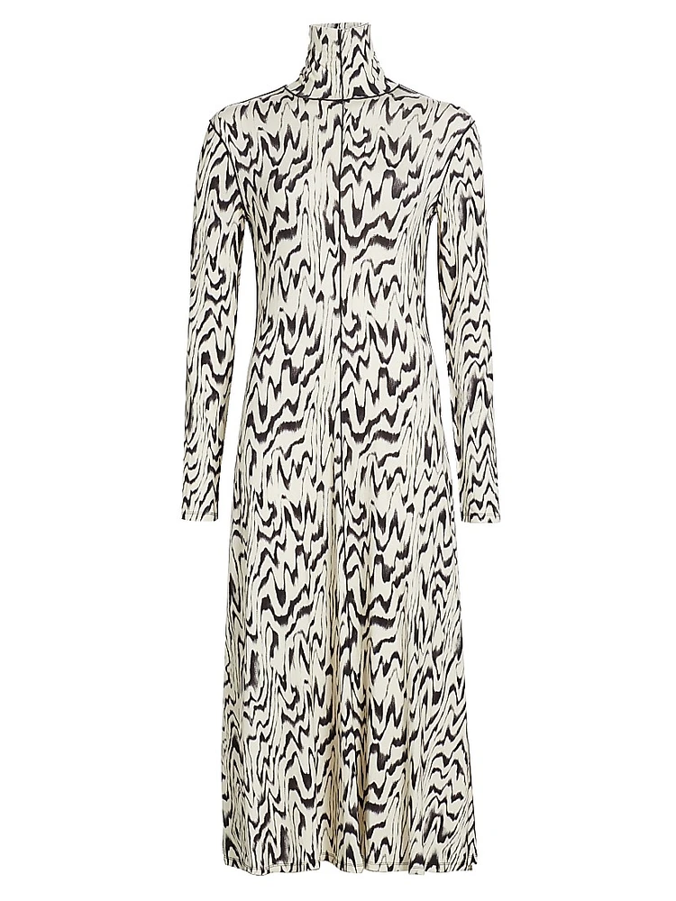 Marion Abstract Jersey Turtleneck Midi-Dress