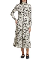 Marion Abstract Jersey Turtleneck Midi-Dress