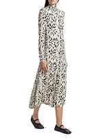 Marion Abstract Jersey Turtleneck Midi-Dress