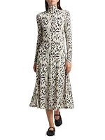 Marion Abstract Jersey Turtleneck Midi-Dress