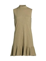 Cotton Jersey Mock Turtleneck Minidress