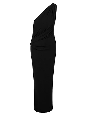 Zenith Draped One-Shoulder Column Gown