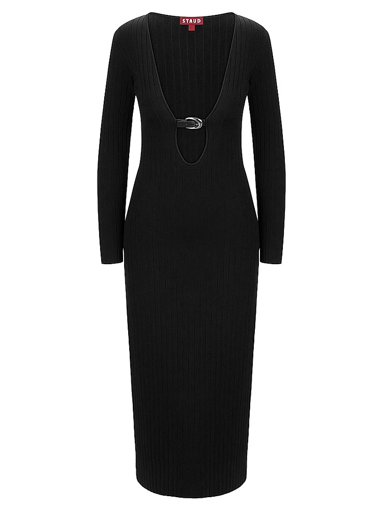 Murphy Plunge Buckle Midi-Dress
