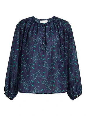 Felice Printed Cotton & Silk Peasant Top