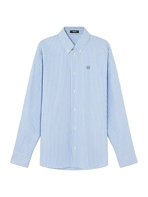 Medusa Embroidery Striped Cotton Poplin Shirt