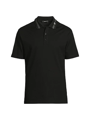 Medusa Embroidered Pique Polo Shirt