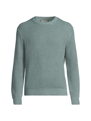Honeycomb Cotton-Blend Crewneck Sweater