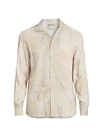 Leaf-Print Button-Front Shirt