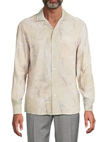 Leaf-Print Button-Front Shirt