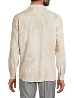 Leaf-Print Button-Front Shirt