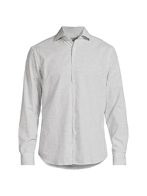 Gingham Cotton-Linen Button-Front Shirt