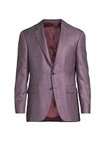 Windowpane Plaid Wool-Silk-Linen Sport Coat