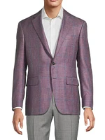 Windowpane Plaid Wool-Silk-Linen Sport Coat