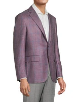 Windowpane Plaid Wool-Silk-Linen Sport Coat