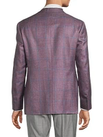Windowpane Plaid Wool-Silk-Linen Sport Coat