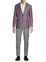 Windowpane Plaid Wool-Silk-Linen Sport Coat