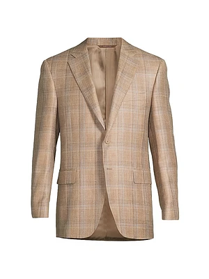 Plaid Wool-Silk-Linen Classic-Fit Sportcoat