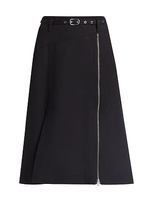 Belted Utility Midi-Skirt