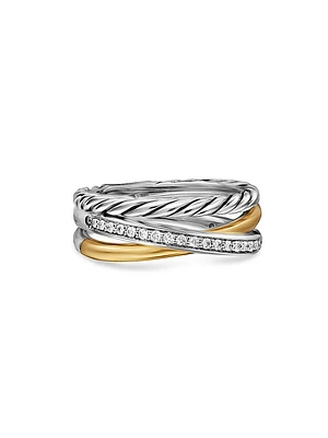 Crossover Three Row Ring Sterling Silver