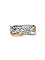 Crossover Three Row Ring Sterling Silver