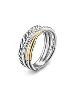 Crossover Three Row Ring Sterling Silver