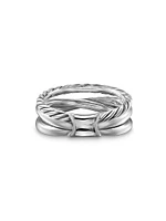 Crossover Three Row Ring Sterling Silver